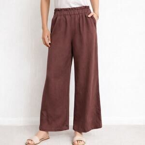 Joie Mauve Paperbag Waist Wide Leg Pants Silk Blend Sz XS